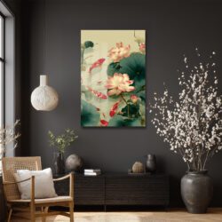 Lotus ve Koi Balıkları Cam Tablo - Huzurlu Su Bahçesi Sanatı Duvar Dekoru Lotus ve Koi Balıkları Cam Tablo - Huzurlu Su Bahçesi Sanatı