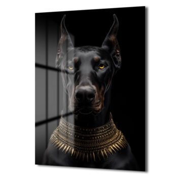 Asil Doberman Altın Yaka Cam Tablo - Güç ve Elegansın Simgesi - Glazella Asil Doberman Altın Yaka Cam Tablo - Güç ve Elegansın Simgesi - Glazella