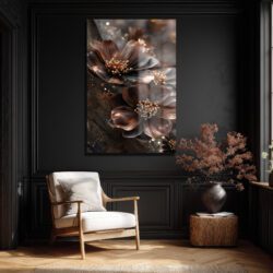 Lüks Bronz Çiçekler Cam Tablo | Modern Sanat Duvar Dekorasyonu Duvar Dekoru Lüks Bronz Çiçekler Cam Tablo | Modern Sanat Duvar Dekorasyonu