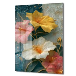 Canlı Hibiskus Çiçekleri Cam Tablo - Modern Sanat Duvar Dekoru Duvar Dekoru Canlı Hibiskus Çiçekleri Cam Tablo - Modern Sanat Duvar Dekoru
