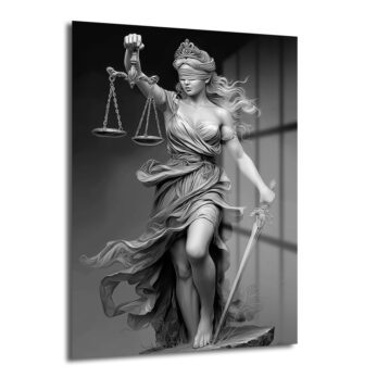 Themis Adalet Tanrıçası Cam Tablo - Hukukun ve Zarafetin Sembolü - Glazella