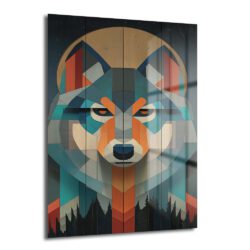 Vahşi Ruh: Geometrik Kurt Tasarım Cam Tablo - Glazella Vahşi Ruh: Geometrik Kurt Tasarım Cam Tablo - Glazella