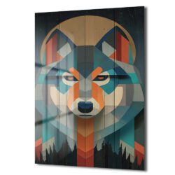 Vahşi Ruh: Geometrik Kurt Tasarım Cam Tablo Duvar Dekoru Vahşi Ruh: Geometrik Kurt Tasarım Cam Tablo