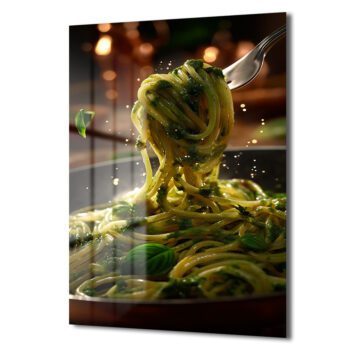 Pesto Soslu Spaghetti Lezzeti Cam Tablo - Mutfak Dekorasyonu - Glazella Pesto Soslu Spaghetti Lezzeti Cam Tablo - Mutfak Dekorasyonu - Glazella