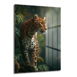 Vahşi Zarafet Leopar Cam Tablo Duvar Dekoru Vahşi Zarafet Leopar Cam Tablo