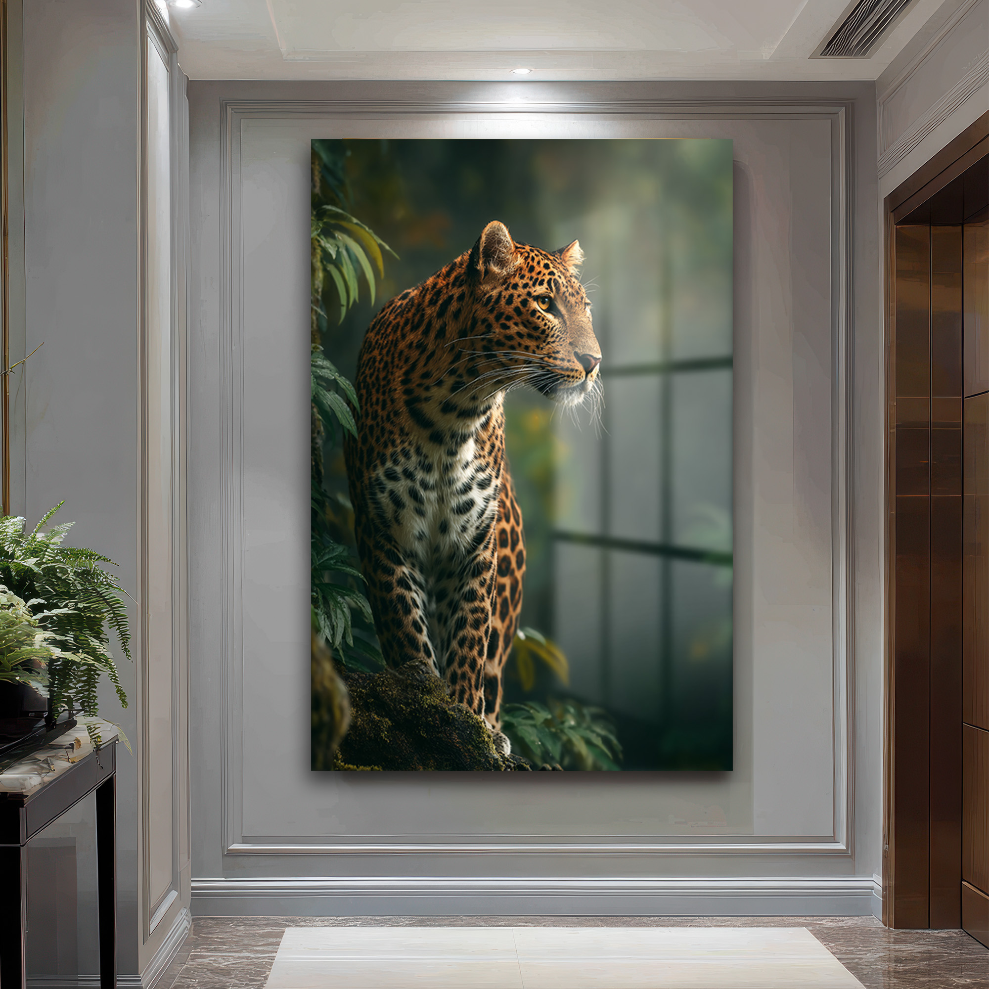 Vahşi Zarafet Leopar Cam Tablo Duvar Dekoru Vahşi Zarafet Leopar Cam Tablo