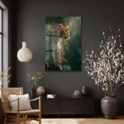 Vahşi Zarafet Leopar Cam Tablo Duvar Dekoru Vahşi Zarafet Leopar Cam Tablo