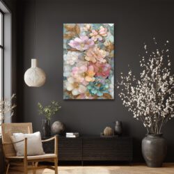 Büyüleyici Pastel Çiçekler Cam Tablo - Altın Detaylı Sanat Eseri Duvar Dekoru Büyüleyici Pastel Çiçekler Cam Tablo - Altın Detaylı Sanat Eseri
