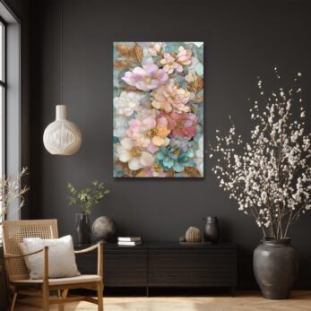 Büyüleyici Pastel Çiçekler Cam Tablo - Altın Detaylı Sanat Eseri - Glazella Büyüleyici Pastel Çiçekler Cam Tablo - Altın Detaylı Sanat Eseri - Glazella