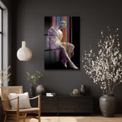 Dijital Rönesans Cam Tablo: Renkli Piksel Sanat Heykeli Duvar Dekoru Dijital Rönesans Cam Tablo: Renkli Piksel Sanat Heykeli