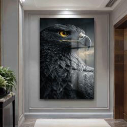 Kara Kartalın Gücü Cam Tablo | Asil ve Şimşek Bakışlı Sanat Duvar Dekoru Kara Kartalın Gücü Cam Tablo | Asil ve Şimşek Bakışlı Sanat