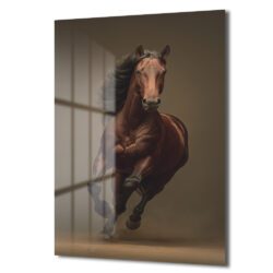 Özgür Ruh: At Cam Tablo - Güç ve Zarafetin Dansı Duvar Dekoru Özgür Ruh: At Cam Tablo - Güç ve Zarafetin Dansı