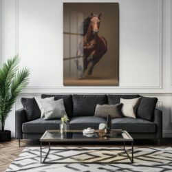 Özgür Ruh: At Cam Tablo - Güç ve Zarafetin Dansı Duvar Dekoru Özgür Ruh: At Cam Tablo - Güç ve Zarafetin Dansı