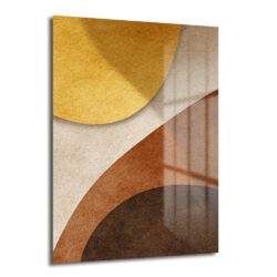 Soyut Geometrik Toprak Tonları Cam Tablo - Modern Duvar Sanatı - Glazella
