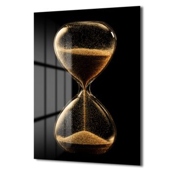 Altın Kum Saati Temalı Modern Cam Tablo