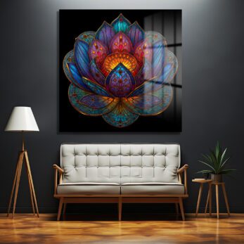 Büyüleyici Lotus Çiçeği Cam Tablo - Ruhani Dokunuşlarla Modern Sanat - Glazella