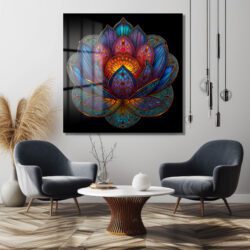 Büyüleyici Lotus Çiçeği Cam Tablo - Ruhani Dokunuşlarla Modern Sanat