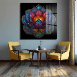 Büyüleyici Lotus Çiçeği Cam Tablo - Ruhani Dokunuşlarla Modern Sanat