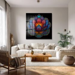 Büyüleyici Lotus Çiçeği Cam Tablo - Ruhani Dokunuşlarla Modern Sanat