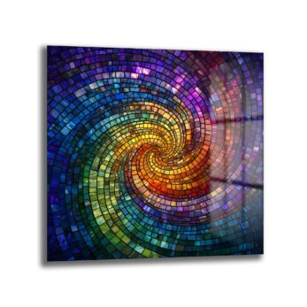 Gökkuşağı Mozaik Spiral Cam Tablo | Enerjik Renklerle Mekanlara Dinamizm - Glazella Gökkuşağı Mozaik Spiral Cam Tablo | Enerjik Renklerle Mekanlara Dinamizm - Glazella