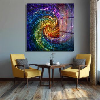 Gökkuşağı Mozaik Spiral Cam Tablo | Enerjik Renklerle Mekanlara Dinamizm - Glazella Gökkuşağı Mozaik Spiral Cam Tablo | Enerjik Renklerle Mekanlara Dinamizm - Glazella