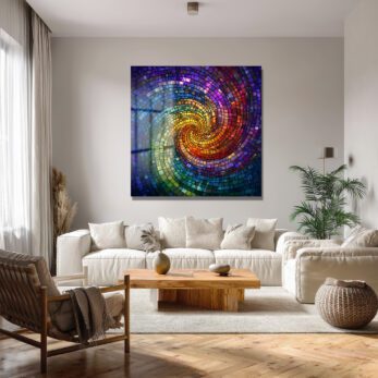 Gökkuşağı Mozaik Spiral Cam Tablo | Enerjik Renklerle Mekanlara Dinamizm - Glazella Gökkuşağı Mozaik Spiral Cam Tablo | Enerjik Renklerle Mekanlara Dinamizm - Glazella
