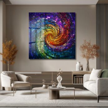 Gökkuşağı Mozaik Spiral Cam Tablo | Enerjik Renklerle Mekanlara Dinamizm - Glazella Gökkuşağı Mozaik Spiral Cam Tablo | Enerjik Renklerle Mekanlara Dinamizm - Glazella
