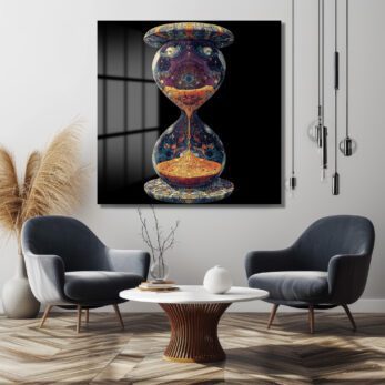 Zamanın Derinlikleri: Psychedelic Kum Saati Desenli Sanatsal Cam Tablo - Glazella Zamanın Derinlikleri: Psychedelic Kum Saati Desenli Sanatsal Cam Tablo - Glazella