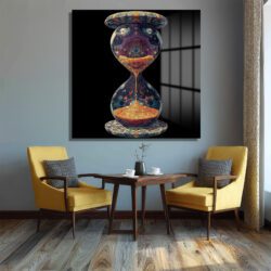 Zamanın Derinlikleri: Psychedelic Kum Saati Desenli Sanatsal Cam Tablo