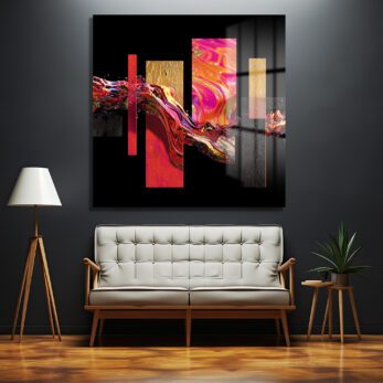 Enerjik Akışkan Sanat Cam Tablo - Modern Duvar Dekoru - Glazella
