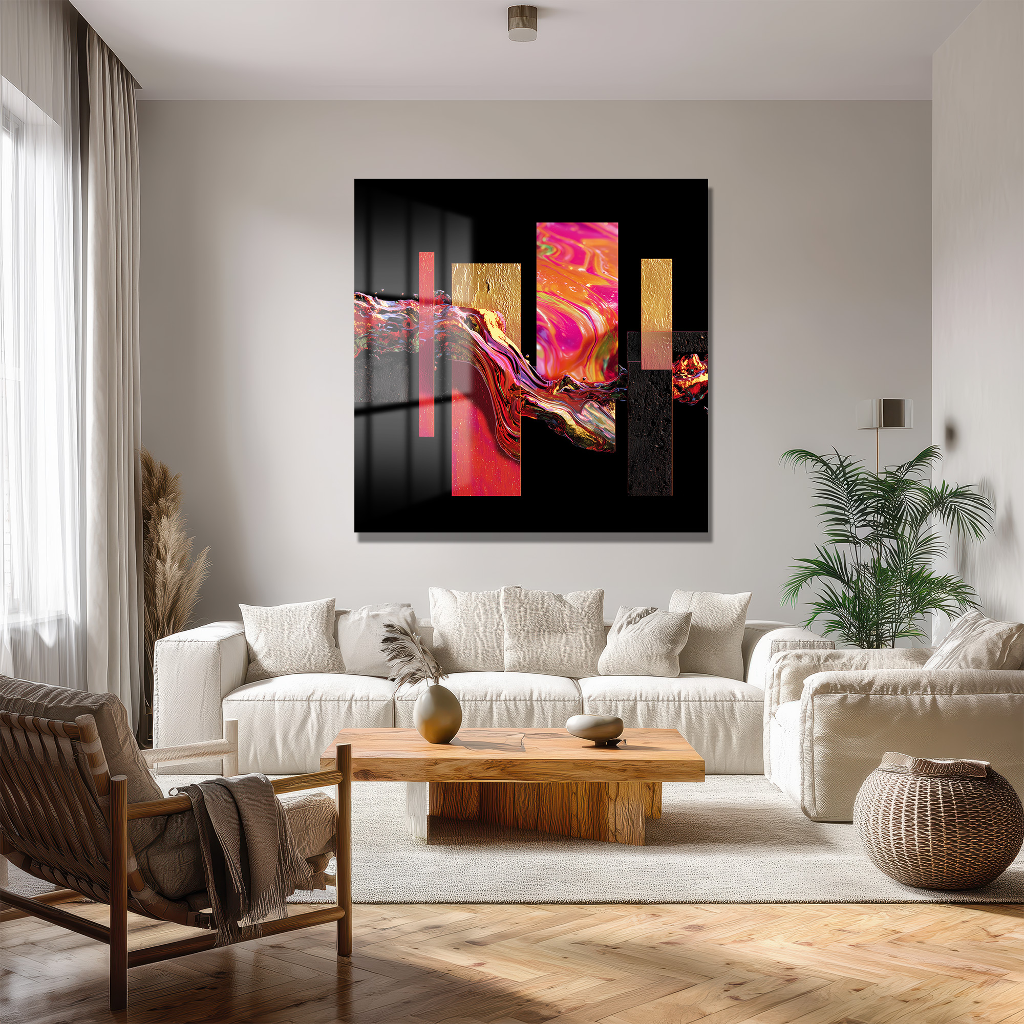 Enerjik Akışkan Sanat Cam Tablo - Modern Duvar Dekoru Duvar Dekoru Enerjik Akışkan Sanat Cam Tablo - Modern Duvar Dekoru