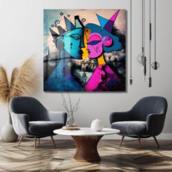 Modern Aşk Temalı Soyut Sanat Temperli Cam Tablo Duvar Dekoru Modern Aşk Temalı Soyut Sanat Temperli Cam Tablo