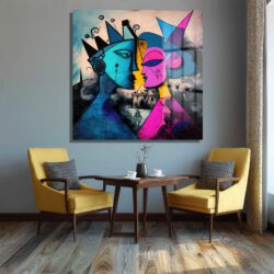 Modern Aşk Temalı Soyut Sanat Temperli Cam Tablo Duvar Dekoru Modern Aşk Temalı Soyut Sanat Temperli Cam Tablo