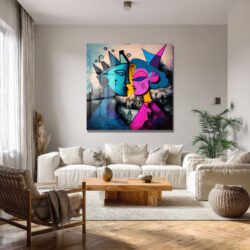 Modern Aşk Temalı Soyut Sanat Temperli Cam Tablo Duvar Dekoru Modern Aşk Temalı Soyut Sanat Temperli Cam Tablo
