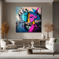 Modern Aşk Temalı Soyut Sanat Temperli Cam Tablo Duvar Dekoru Modern Aşk Temalı Soyut Sanat Temperli Cam Tablo
