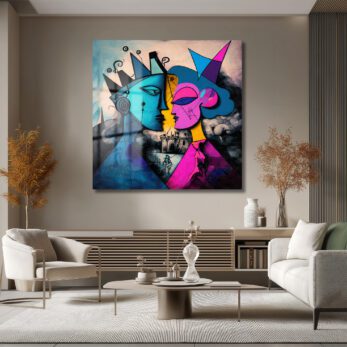 Modern Aşk Temalı Soyut Sanat Temperli Cam Tablo - Glazella Modern Aşk Temalı Soyut Sanat Temperli Cam Tablo - Glazella