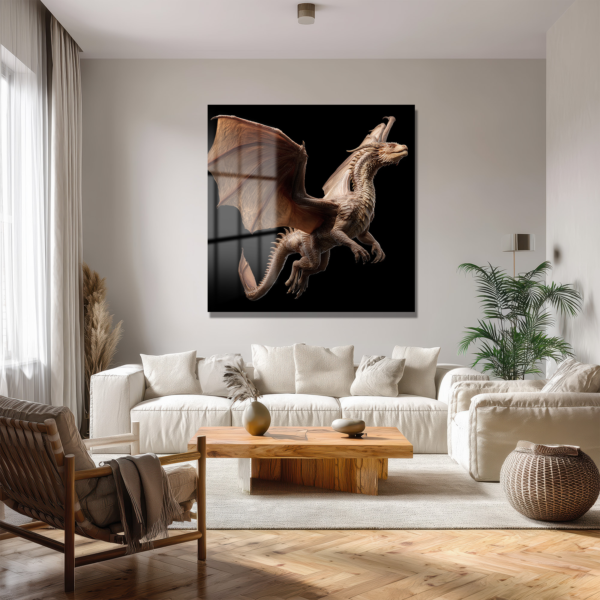 Fantastik Ejderha Yükselişi Cam Tablo Duvar Dekoru Fantastik Ejderha Yükselişi Cam Tablo