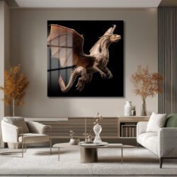 Fantastik Ejderha Yükselişi Cam Tablo Duvar Dekoru Fantastik Ejderha Yükselişi Cam Tablo