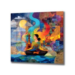 Ruhun Melodisi: Meditasyon ve Müzik Temalı Sanatsal Cam Tablo Duvar Dekoru Ruhun Melodisi: Meditasyon ve Müzik Temalı Sanatsal Cam Tablo