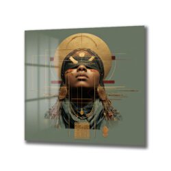 Afrofuturizm Bilgelik Portresi Dekoratif Cam Tablo - Glazella
