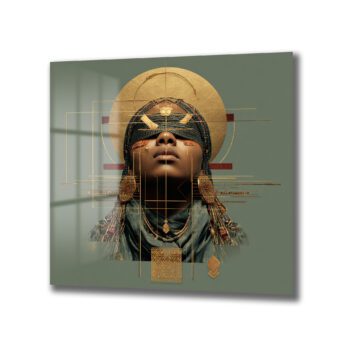 Afrofuturizm Bilgelik Portresi Dekoratif Cam Tablo - Glazella