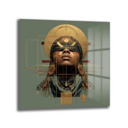Afrofuturizm Bilgelik Portresi Dekoratif Cam Tablo Duvar Dekoru Afrofuturizm Bilgelik Portresi Dekoratif Cam Tablo