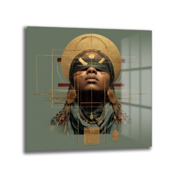 Afrofuturizm Bilgelik Portresi Dekoratif Cam Tablo - Glazella