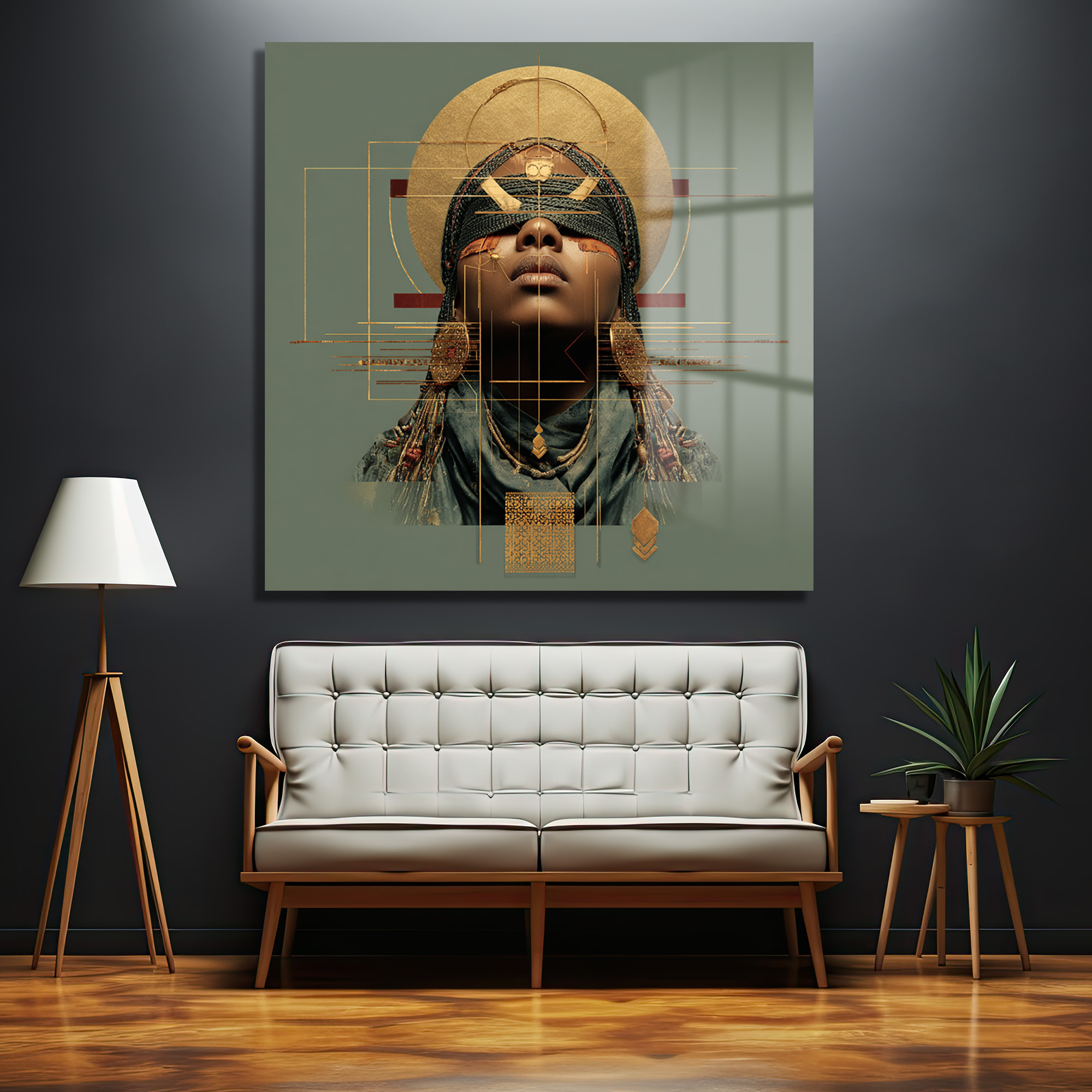 Afrofuturizm Bilgelik Portresi Dekoratif Cam Tablo Duvar Dekoru Afrofuturizm Bilgelik Portresi Dekoratif Cam Tablo