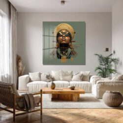 Afrofuturizm Bilgelik Portresi Dekoratif Cam Tablo Duvar Dekoru Afrofuturizm Bilgelik Portresi Dekoratif Cam Tablo