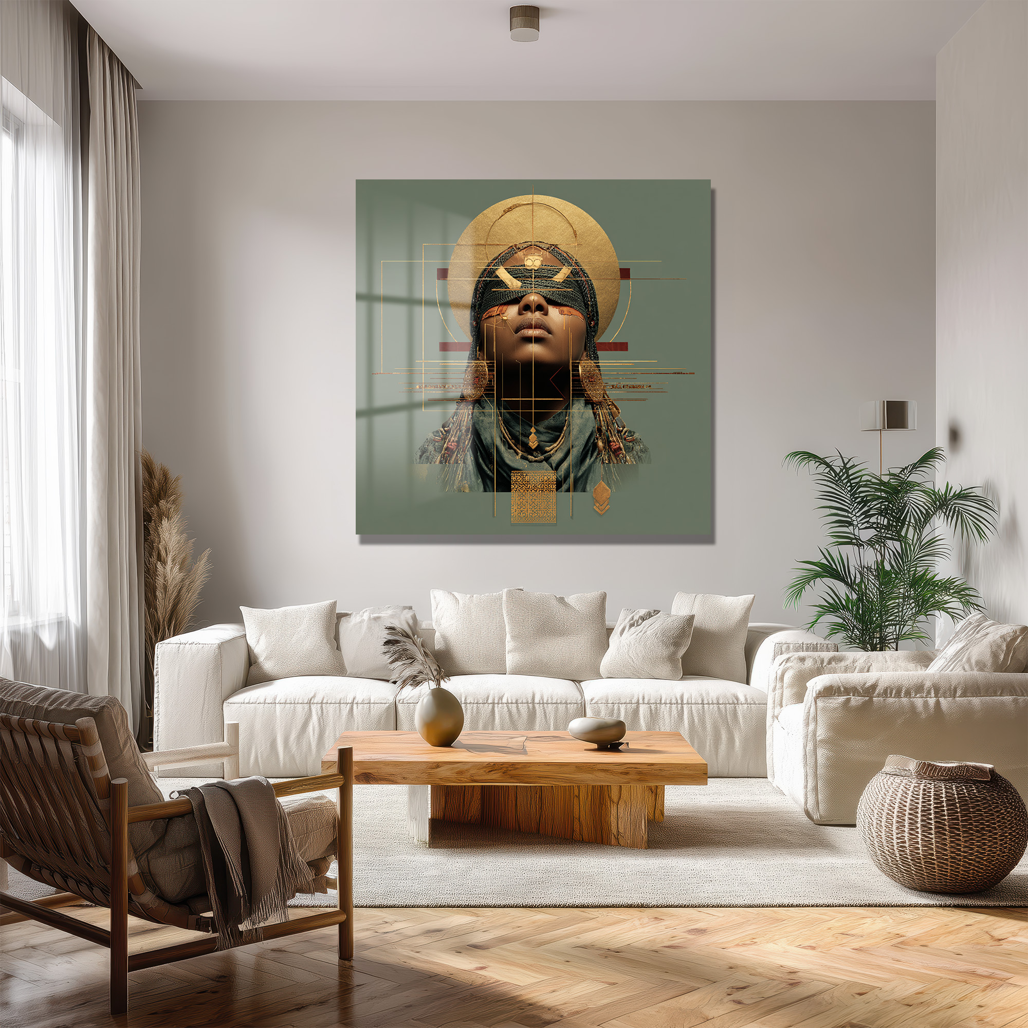 Afrofuturizm Bilgelik Portresi Dekoratif Cam Tablo Duvar Dekoru Afrofuturizm Bilgelik Portresi Dekoratif Cam Tablo
