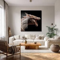 Destansı Ejderha Kükreyişi Cam Tablo - Fantastik Sanat Eseri Duvar Dekoru Destansı Ejderha Kükreyişi Cam Tablo - Fantastik Sanat Eseri