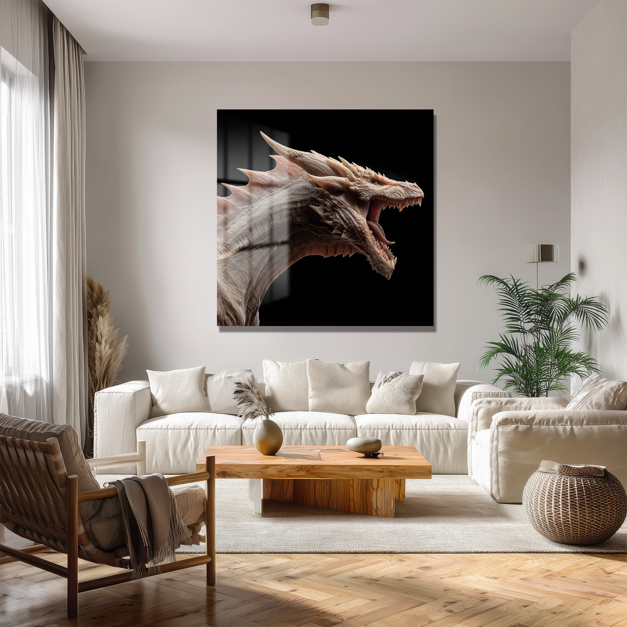 Destansı Ejderha Kükreyişi Cam Tablo - Fantastik Sanat Eseri Duvar Dekoru Destansı Ejderha Kükreyişi Cam Tablo - Fantastik Sanat Eseri