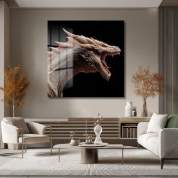 Destansı Ejderha Kükreyişi Cam Tablo - Fantastik Sanat Eseri - Glazella