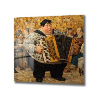Neşeli Akordeoncu Müzik Ziyafeti Cam Tablo - Glazella
